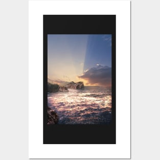 Sunset in the Ocean Posters and Art